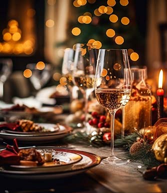 Festively decorated holiday table